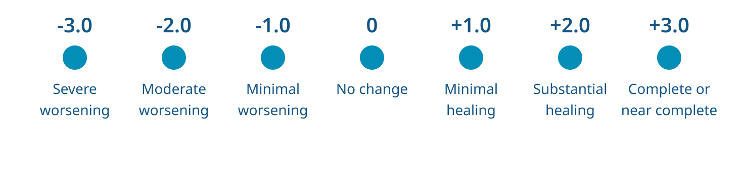 A figure showing the Radiographic Global Impression of Change scoring scale